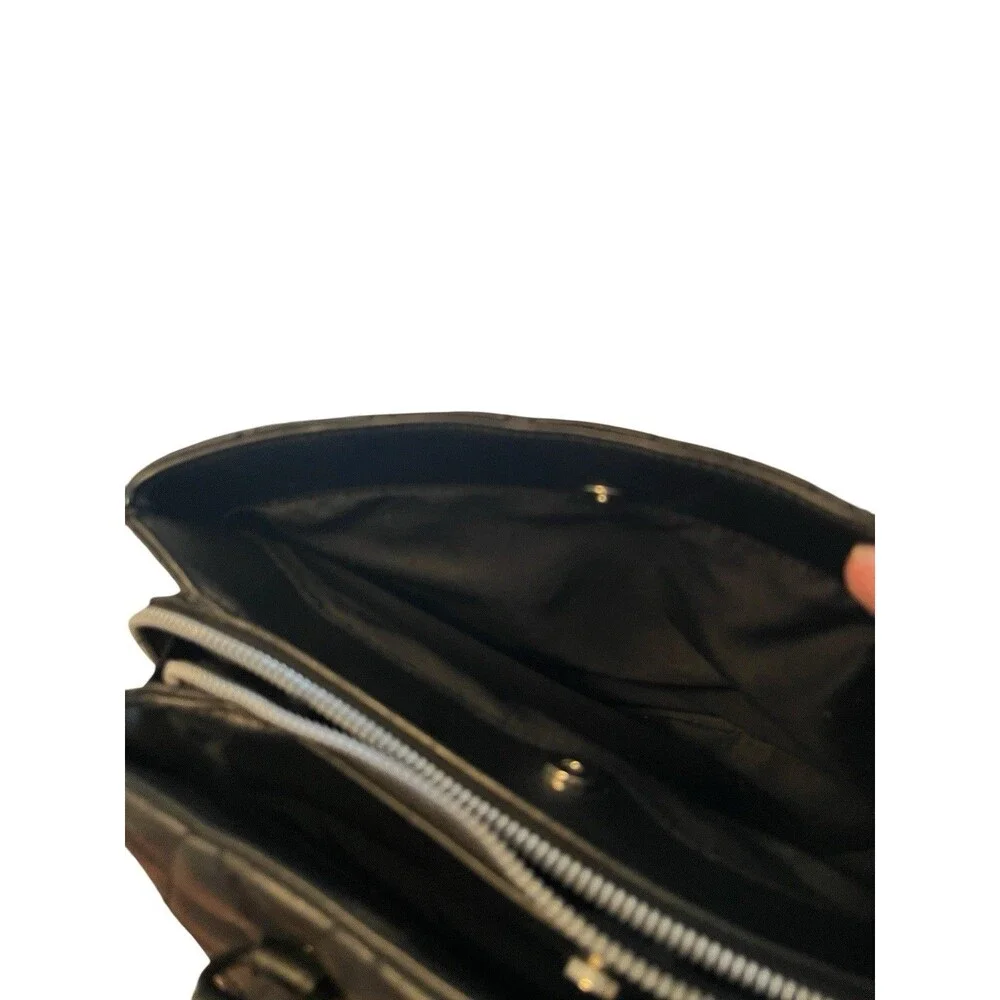 Nine West Black Quilted Satchel Top Handle Bag Detachable Strap Inner Pockets